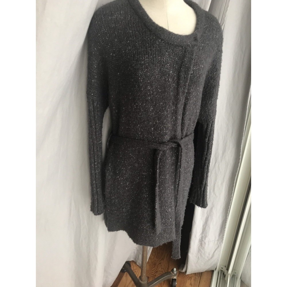 Cardigan Long Sweater Coat Sash S small  Vera Wang Gray sash knit